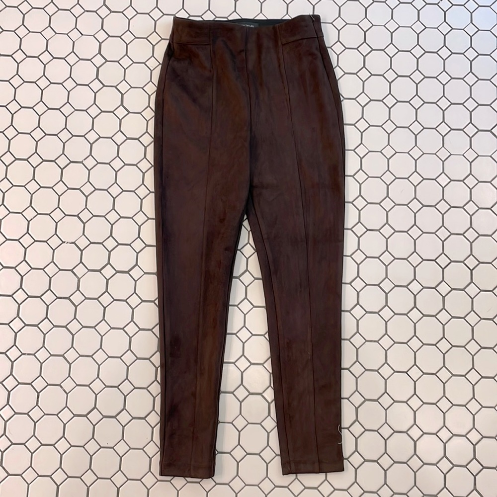 ANN TAYLOR FAUX SUEDE SKINNY PANTS IN CHOCOLATE BROWN SIZE 6